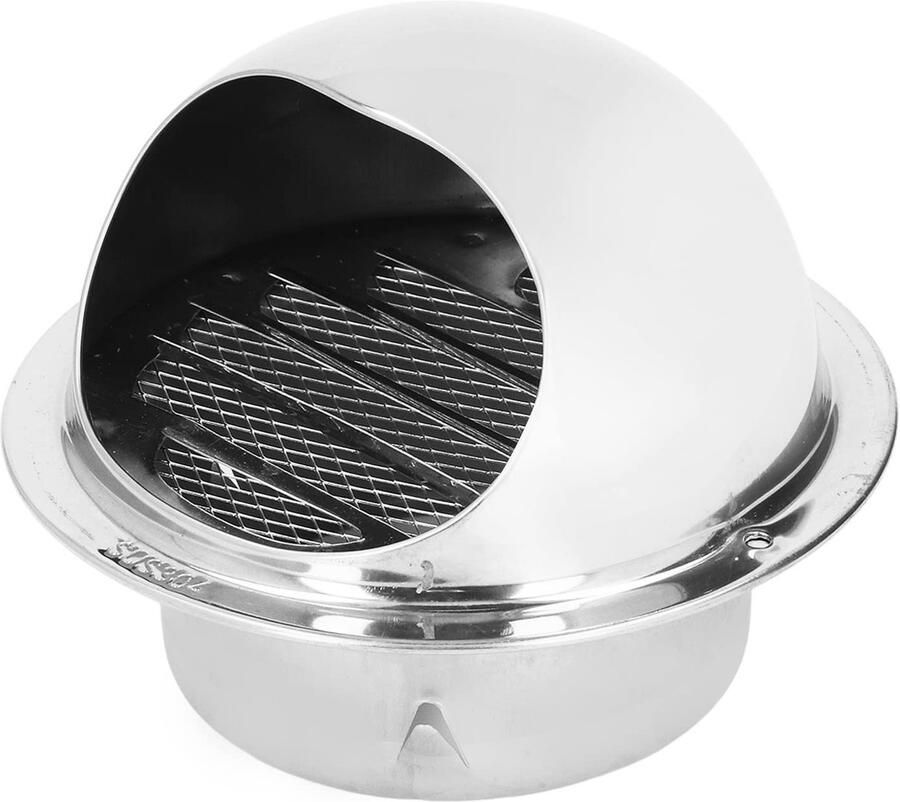 Dailygoody Roestvrijstalen Ronde Ontluchter Ventilatiedeksel Eenvoudig te Installeren 100 mm Externe Afzuigkap Geschikt voor Buiten Half