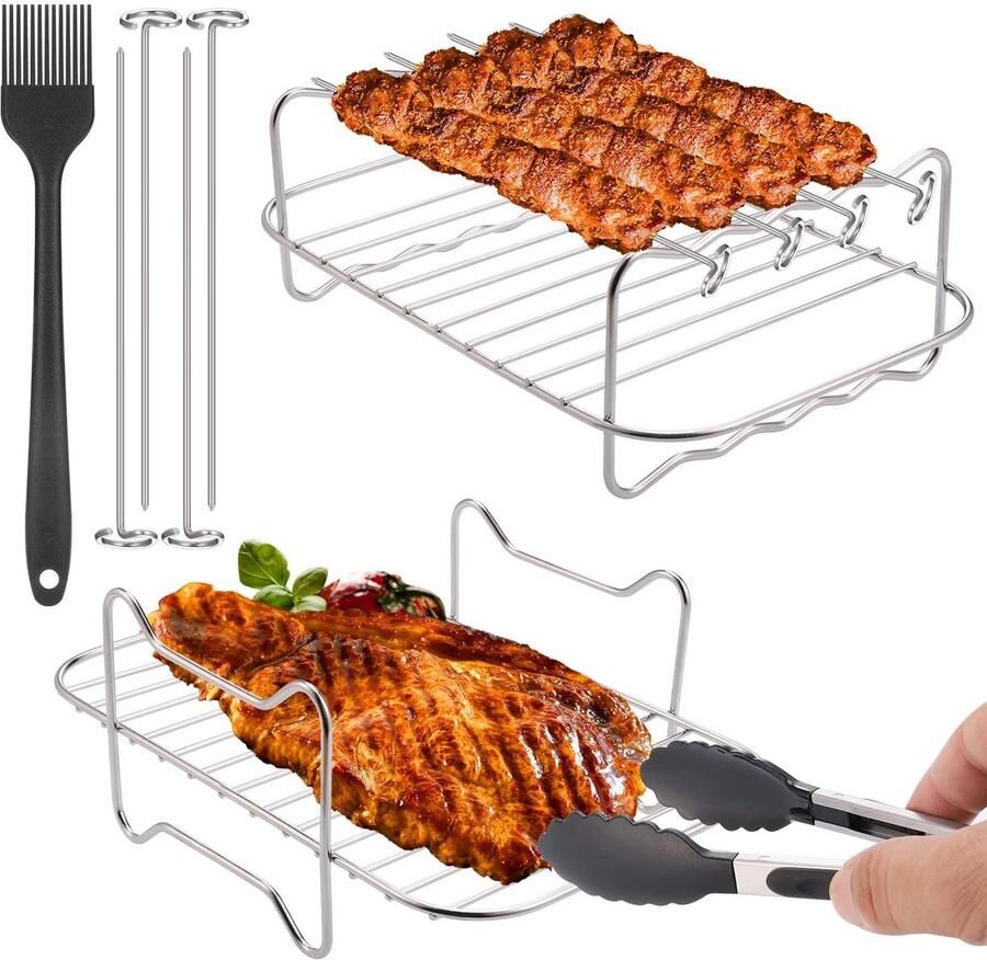 Dailygoody Solidchoice Dailygoody Air Fryer Rack Set Airfryer Accessoires Hoogwaardige kwaliteit Multicolour Barbecue en Roosteren Geschikt voor Ninja en meer