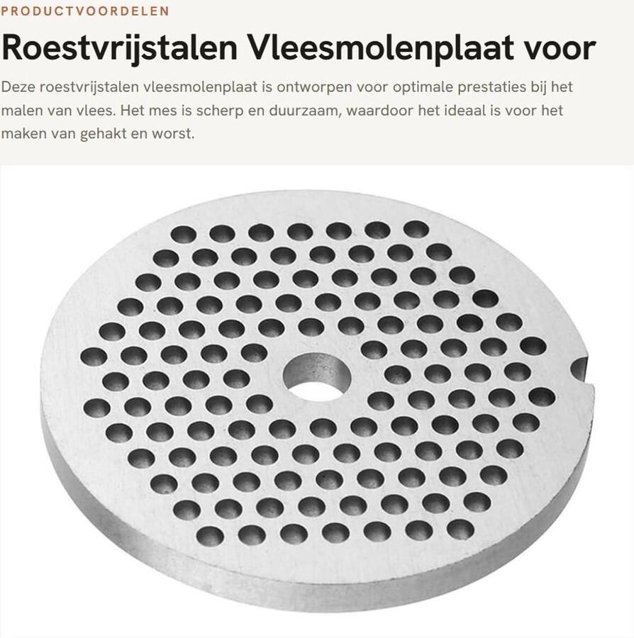 Dailygoods Vleesmolen Schijf Professionele Vervangingsonderdeel Sterk Legeringsmateriaal Zilver Voor Malen Geschikt voor Gehakt Vlees