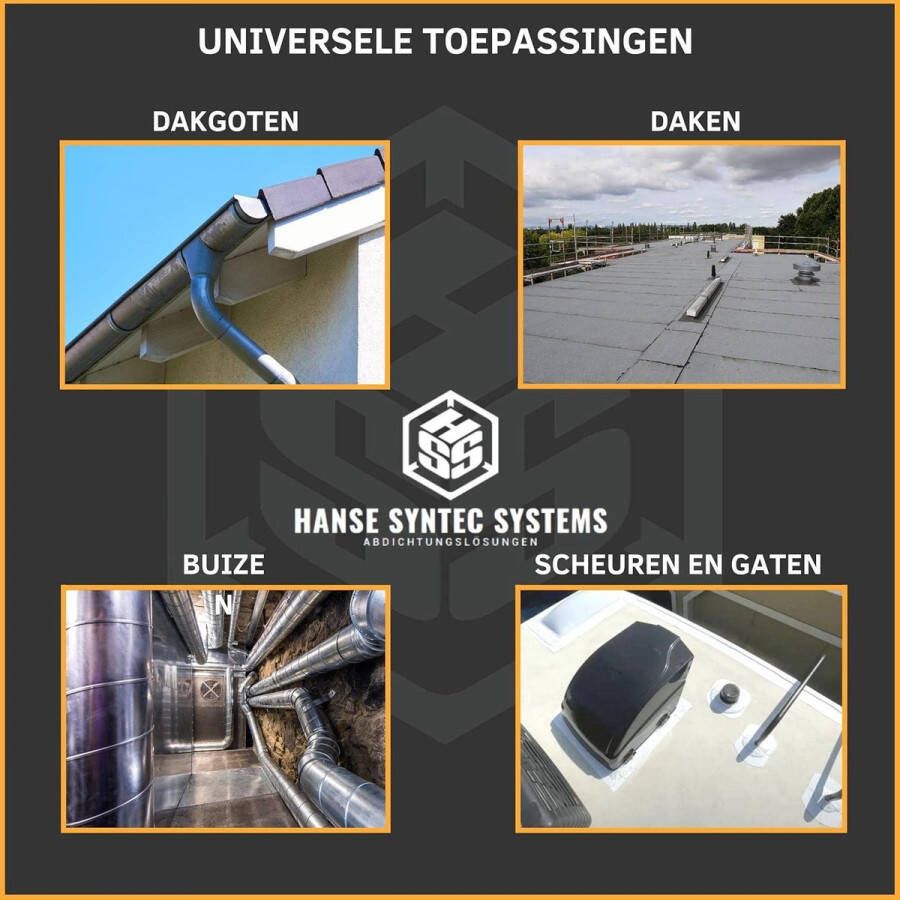 Dak Reparatieband met MicroSealant-technologie effectief duurzaam en universeel inzetbaar Zelfklevende tape (Zwart 5cm breedte 5m lengte)
