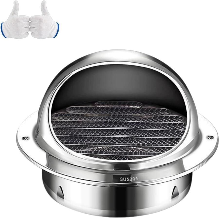 Dakrandventilatieopening Afzuigkap rooster Luchtstroom Regelen Boogvormig ontwerp 80mm Zilver