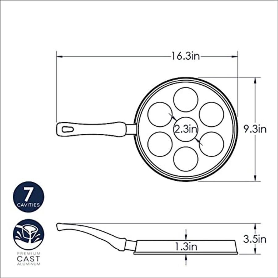 Danish Ebelskiver Pannenkoekenpan voor 7 Mini Pannenkoeken Antiaanbak Aluminium