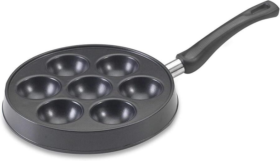 Danish Ebelskiver Pannenkoekenpan voor 7 Mini Pannenkoeken Antiaanbak Aluminium