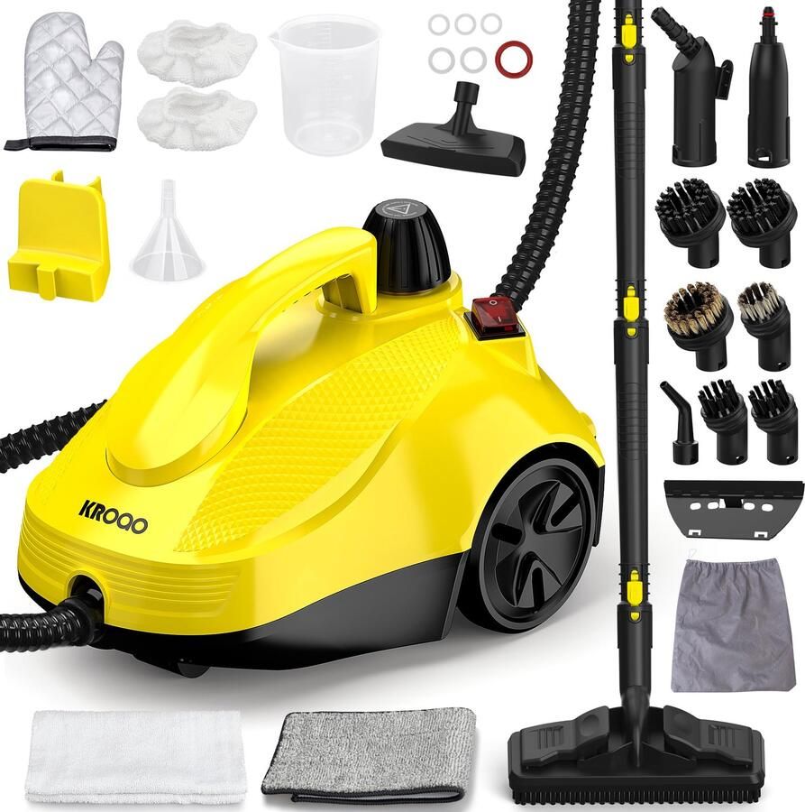 De Steam Cleaner is een hogedruk-multifunctionele stoomreiniger met 23 accessoires en een 5 meter lang netsnoer. Ideaal voor het reinigen van ovens tapijten banken stofferingen