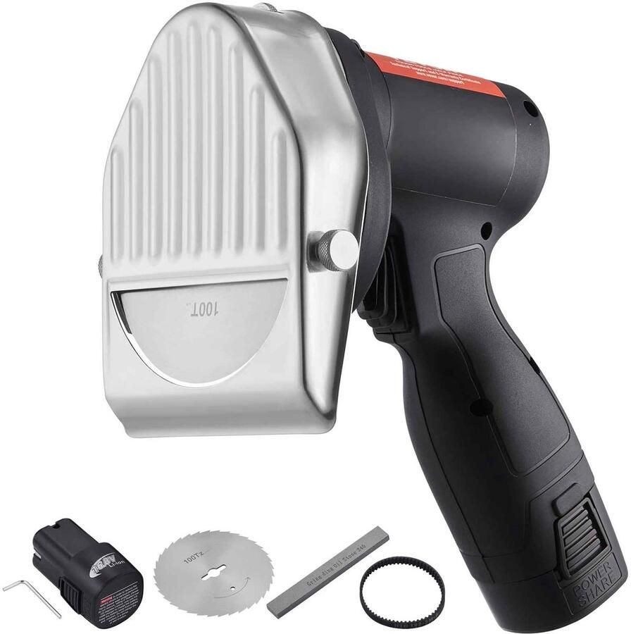 De Warenloods Elektrisch Vleesmes Professioneel Horeca mes Voor Doner Kebab Shoarma Gyros RVS 80 W 0 tot 8mm Incl. 2 Messen en Slijpsteen