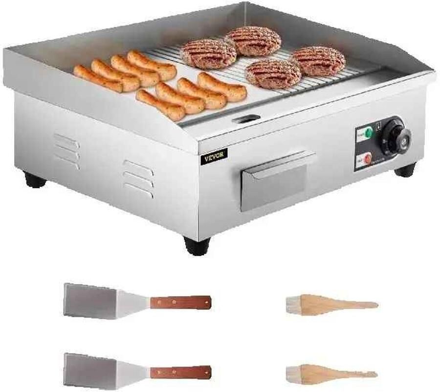 De Warenloods Elektrische Bakplaat Teppanyaki Bakplaat Grillplaat Grill apparaat RVS 1600 W 3200 W 50℃ tot 300℃ Voor Professioneel en Thuisgebruik Inclusief 2 Spatels & Kwastjes