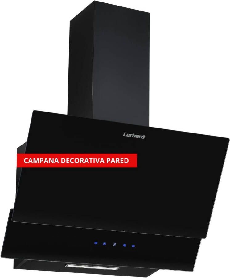 Decoratieve afzuigkap 60 cm inverter-motor 65 W 3 snelheden touch-bediening zwart glas