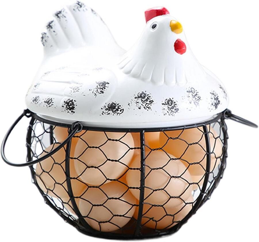 Decoratieve Eierkorf met Deksel voor 15 Verse Eieren Rustiek Opbergen