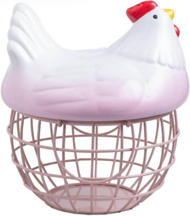 Decoratieve Eiermand Eierhouder Kip Keuken Organiseren Met Keramiek Kip 248 cm Hoog Roze
