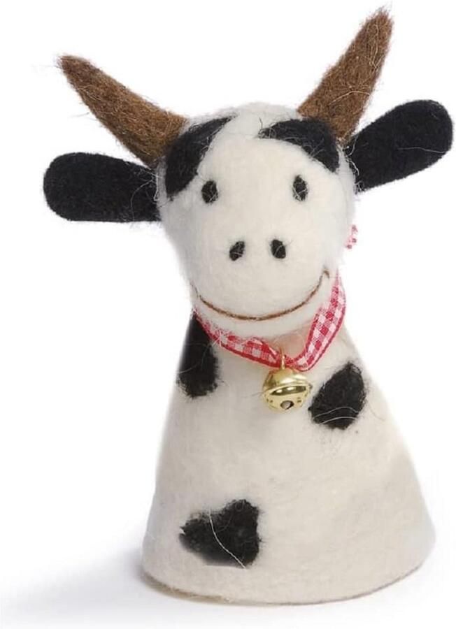 Decoratieve Eierwarmer Koe met Belletjes van Vilt Schattig Tafelaccessoire
