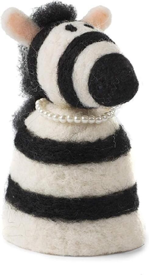 Decoratieve Eierwarmer Schattige Zebra Keuken Decoratie Met Parelketting 10cm Hoog Zwart-wit