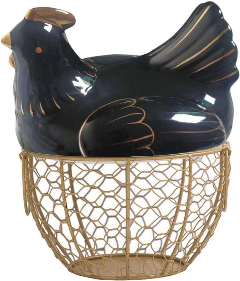 Decoratieve Keramische Eiermand in Kippenvorm Keuken Opbergmand voor Eieren en Snacks