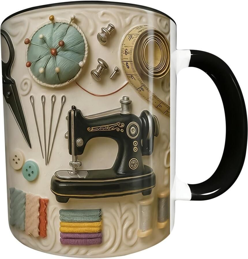Decoratieve Koffiemok Theemok Drankbeker Genieten van Drankjes Uniek Naaimachine Design 300 ml Meerkleurig