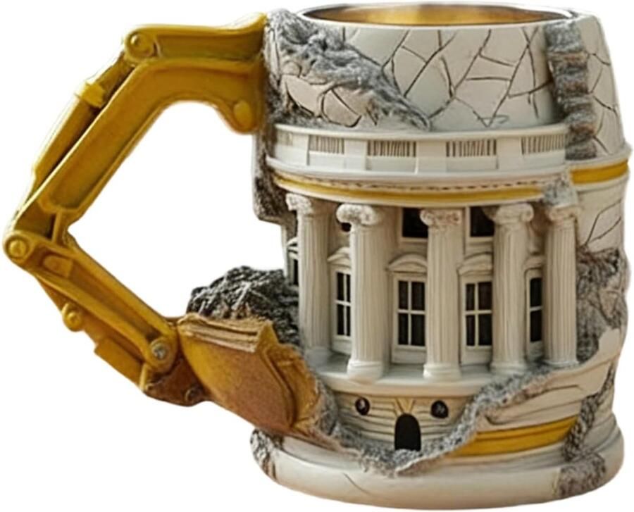 Decoratieve Mok Graafmachine Beker Thee en Koffie Uniek 3D Ontwerp 300ml Capaciteit Meerkleurig