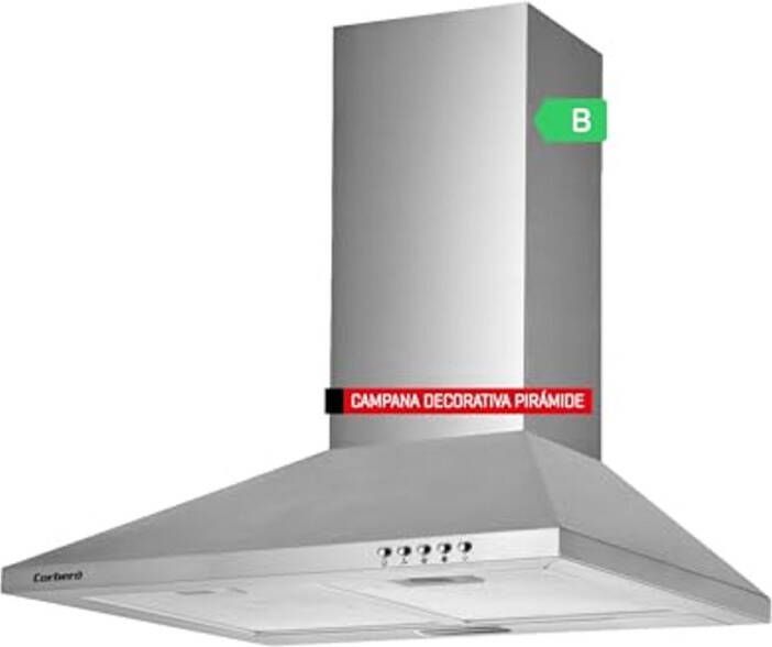 Decoratieve Rookafzuigkap 60 cm Piramide RVS 361.9 m³ h 3 Snelheden Aluminium Filters