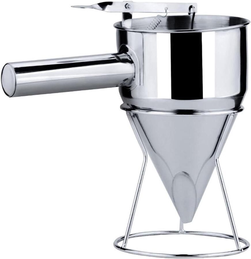 Deeg Dispenser Beslag Trechter Bakken en Decoreren Met Standaard 1200 ml Zilverkleurig