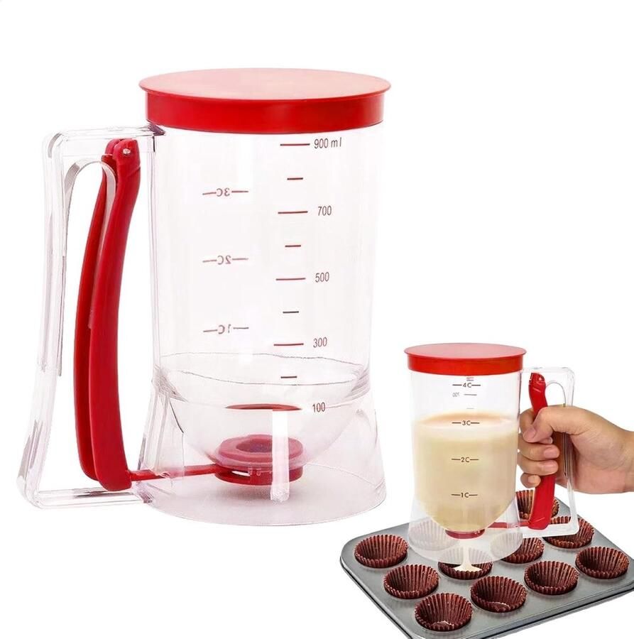 Deeg Dispenser Koekjes Scheider Bakken & Koken Grote Inhoud 900ml 11x18x11 cm Rood