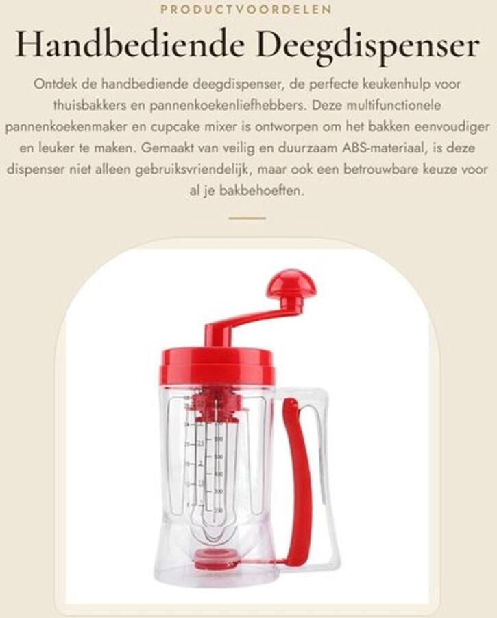 Deegdispenser Handbediend Pannenkoekenmaker Bakgereedschap Weegschaal ABS-materiaal Eenvoudig schoon te maken Beslagdispenser