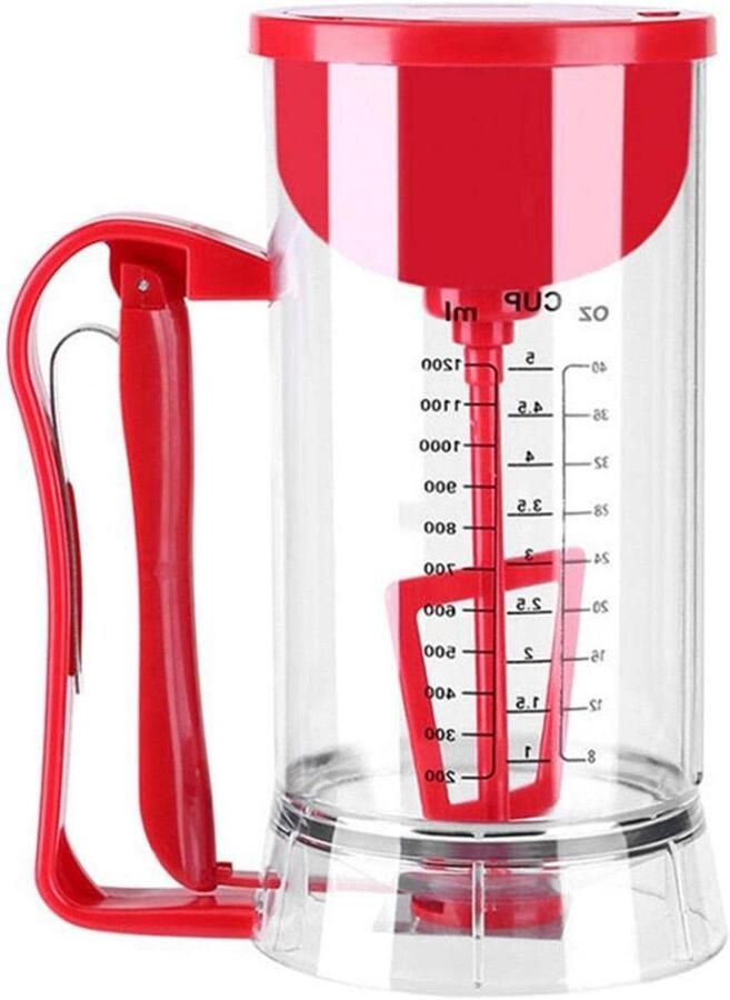 Deegdispenser Mixer Bakgereedschap Beslag Pannenkoeken Bakken Elektrisch Mengen 1200 ml Inhoud Transparant Rood