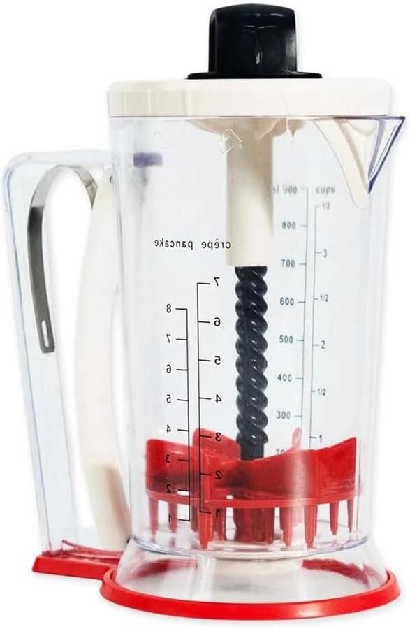 Deegdispenser Mixer Beslaghouder Bakken Muffins Pannenkoeken Maken Nauwkeurig Gieten Ventiel 900 ml Inhoud Transparant Zwart Rood