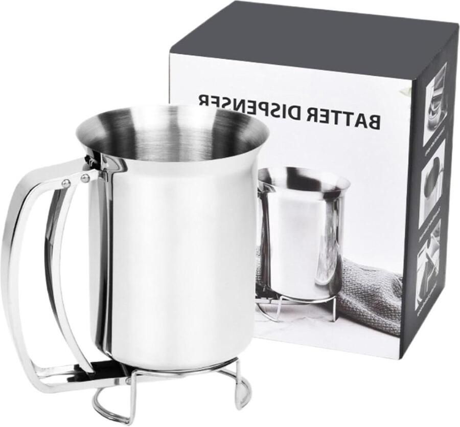 Deegdispenser Roestvrij Staal Beslag Schenker Bakken Maken Nauwkeurig Gieten 680 ml Zilver