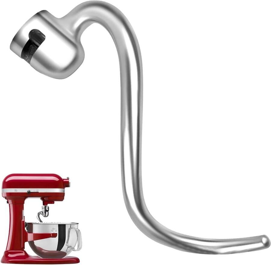 Deeghaak Opzetstuk Reserve Mixer Accessoire Deeg Kneden Roestvrij Staal 18 cm Zilverkleurig