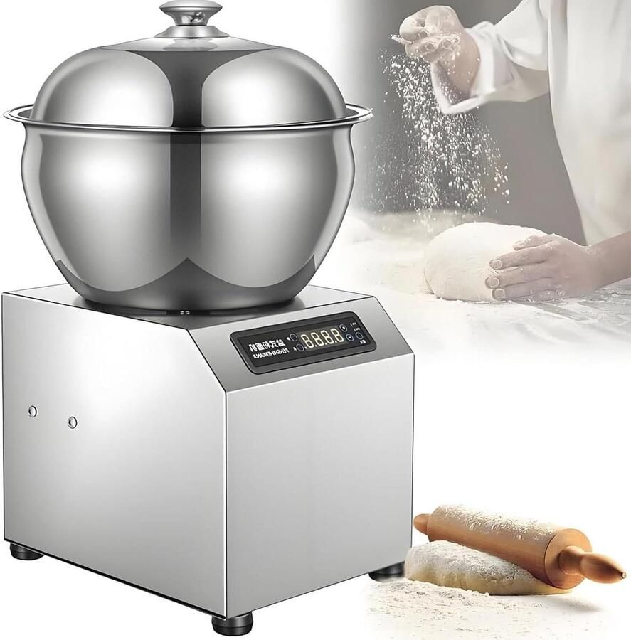 Elektrische Deegmachine Kneedmachine Mixer Brood Pasta Maken Dubbele Rotatie 5 8 kg Zilverkleurig