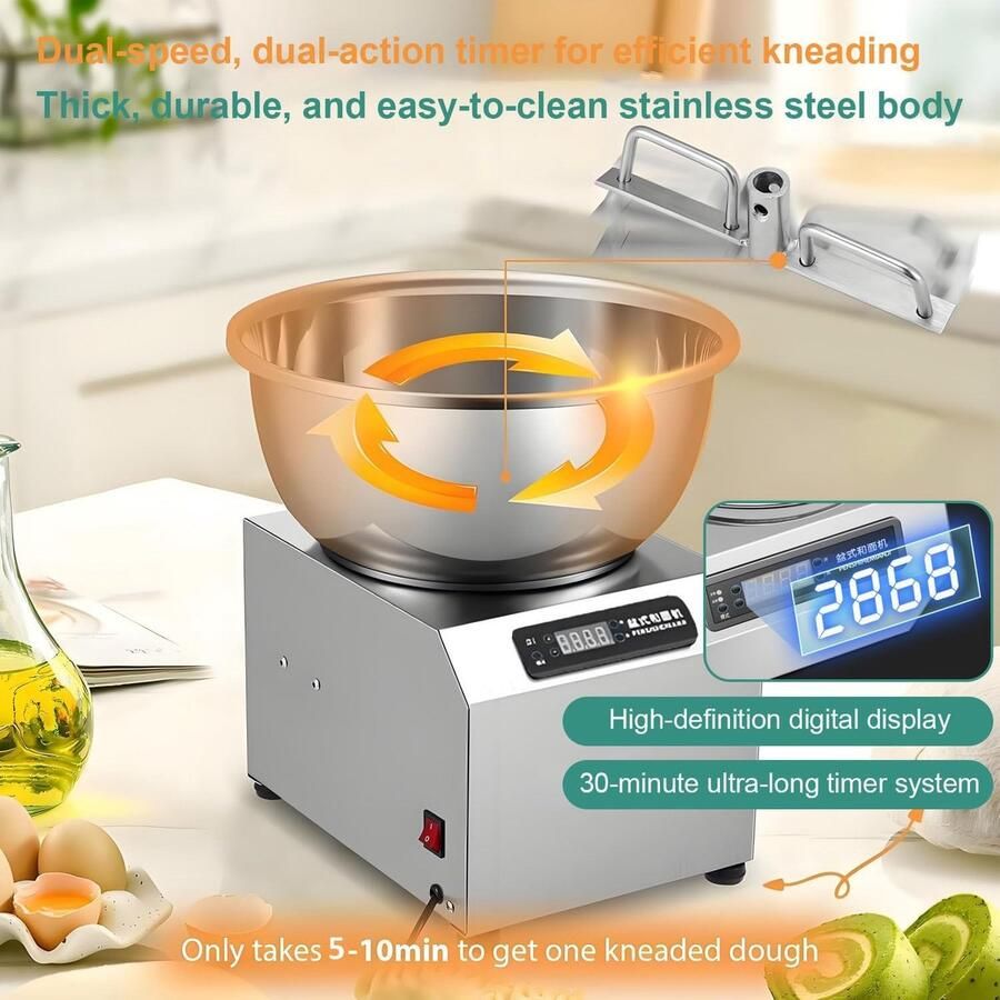 Deegkneedmachine Elektrische mixer Bakkerij thuis Dubbele rotatie 8KG capaciteit