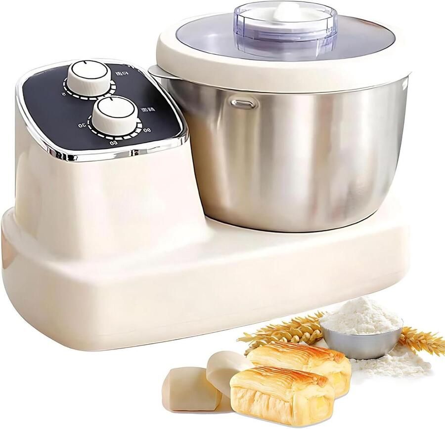 Deegkneedmachine Keukenmixer Bakken Thuis Krachtige 500W Motor 7L Kom Romig Wit