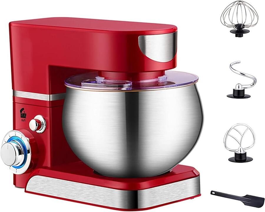 Deegkneedmachine Keukenmixer Standmixer Bakmachine Thuis Bakken Krachtige 1300W Motor 55 Liter Kom Rood