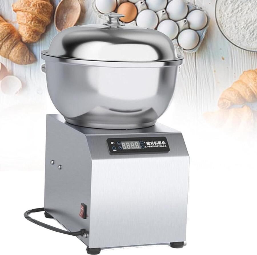 Deegkneedmachine Mixer Keukenmachine Brood bakken Roestvrijstalen kom 5 kg Zilver