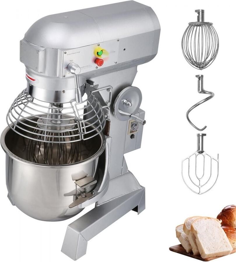 Deegkneedmachine Standmixer Deegmixer Inhoud 14 2 L RVS Kom Vermogen 600 W Snelheden 130 233 414 rpm Inclusief Deeghaak Garde en Roergarde