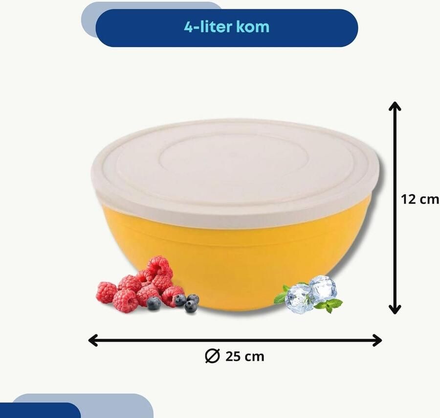 Deegkom met Deksel 4L Mengkom voor Keuken