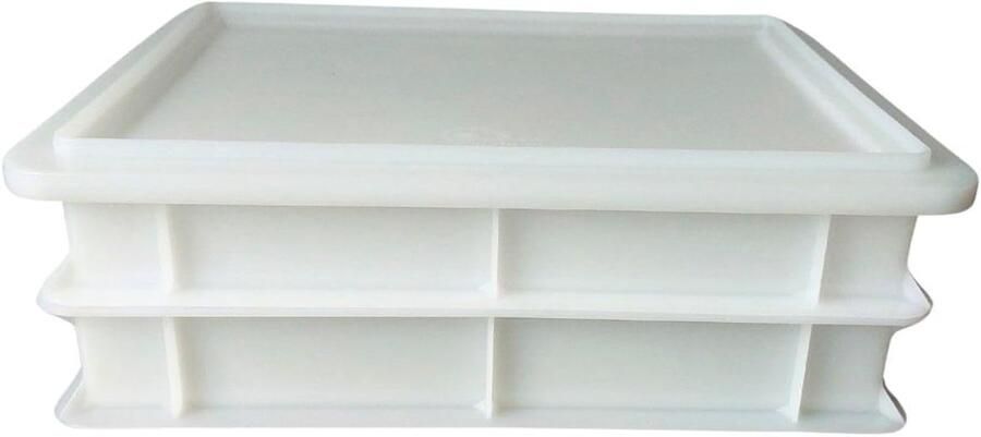 Deegkratten Set Pizza Bakken Deeg Laten Rijzen Stapelbaar met Deksel 40x30x7cm Wit