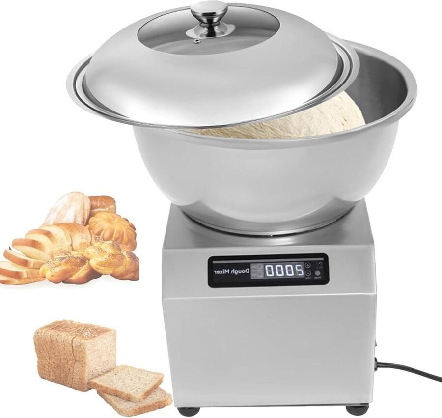 Deegmachine Deegkneder Mixer Brood Pizza Maken Dubbele Rotatie Motor 8kg Zilver