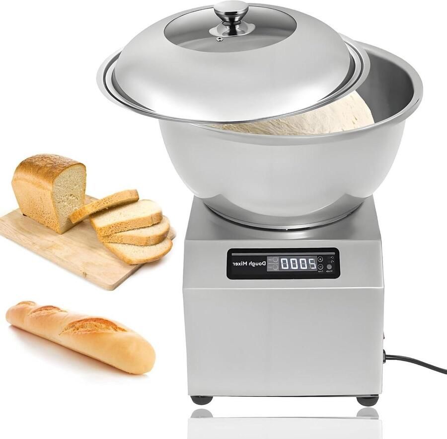 Deegmachine Elektrisch Brood Mixer Deeg Bereiden Krachtige Aluminium Motor 8kg Capaciteit Zilver