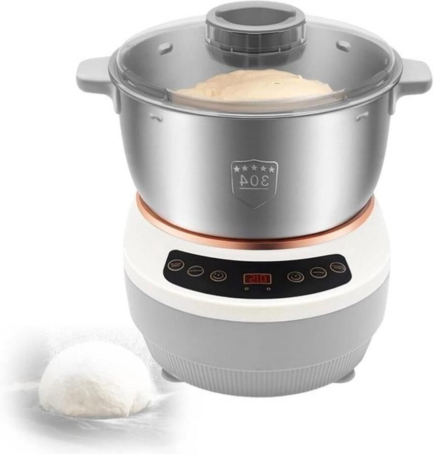 Deegmachine Elektrisch Deegbereider Mixer Brood Pizza Maken Automatisch Kneedt 5 Liter Zilver