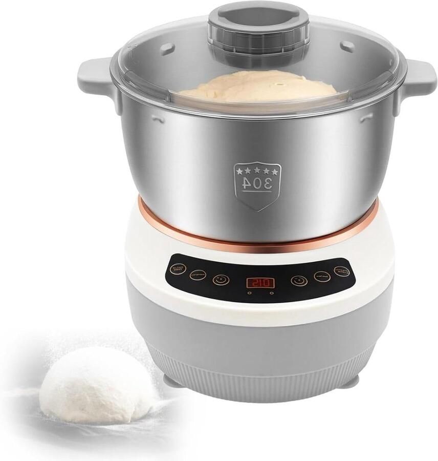 Deegmachine Elektrisch Deegbereider Mixer Brood Pizza Maken Automatisch Kneedt 5 Liter Zilver