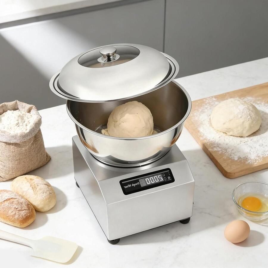 Deegmachine met Fermentatie Deegmixer Keuken Brood Pizza Maken Krachtige Aluminium Motor 8 Kilogram Capaciteit Zilverkleurig