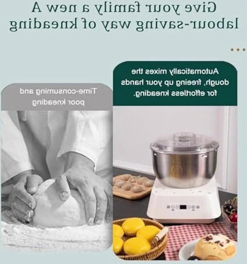 Deegmaker met Fermentatie Broodmachine Kneedmachine Zelf Brood Bakken Planetaire Mengactie 5 Liter Kom Zilver
