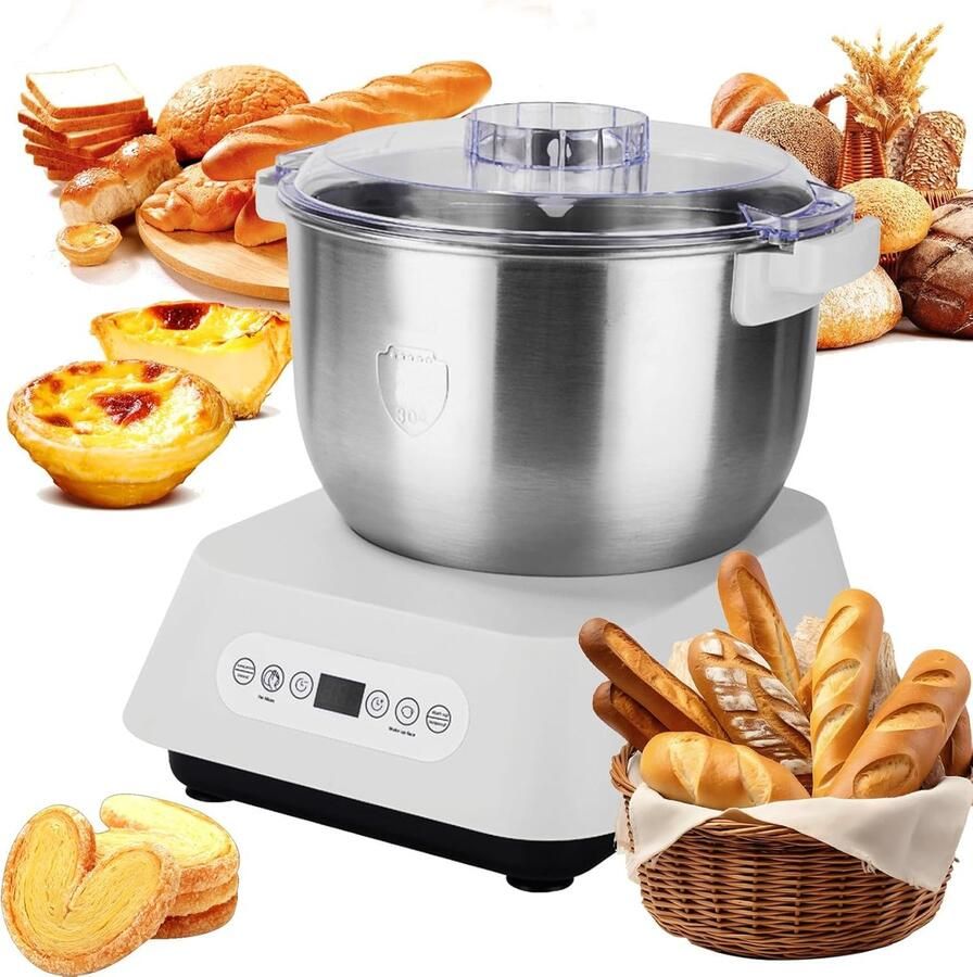 Deegmixer 7 liter roestvrij staal met fermentatiefunctie ideaal voor thuisbakkerijen ShopVlot