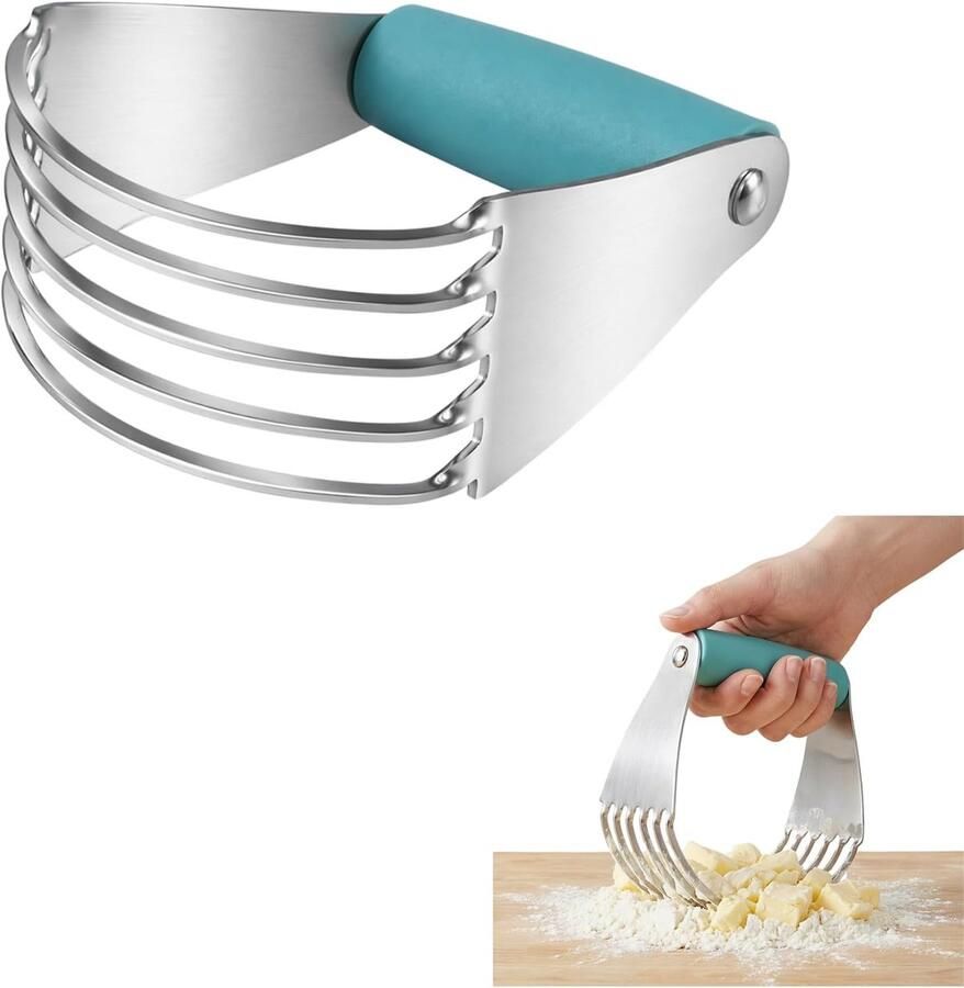 Deegmixer Blauw 9 6 x 4 5 cm Roestvrij Staal met Antislip Handgreep Voor Bakliefhebbers