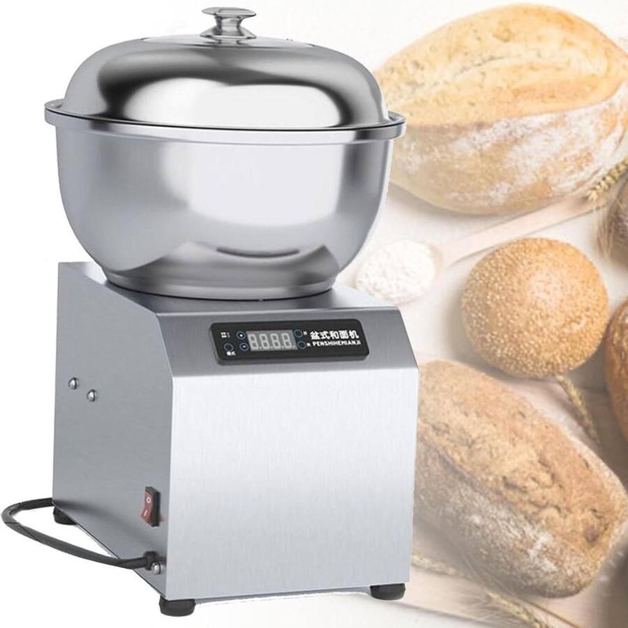 Deegmixer Kneedmachine Brood Bakken Krachtige Spiraal 8kg Kom Zilver