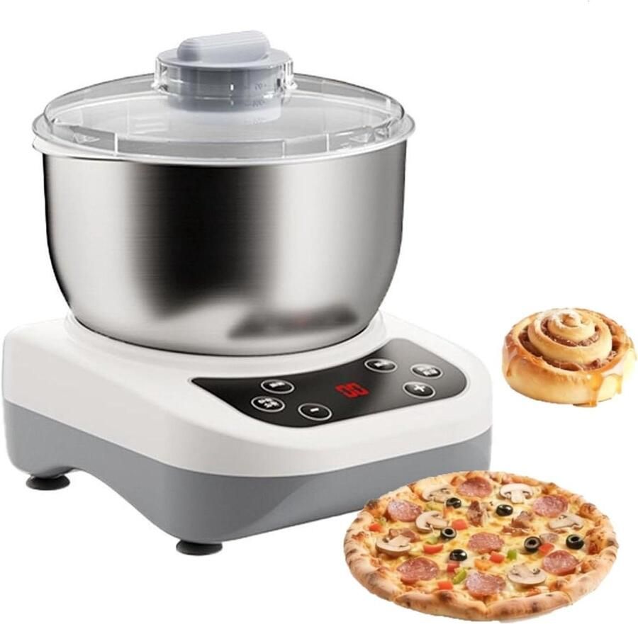Deegmixer Kneedmachine Keukenmachine Brood Bakken Gisting op Constante Temperatuur 9L Roestvrij Staal Zilver