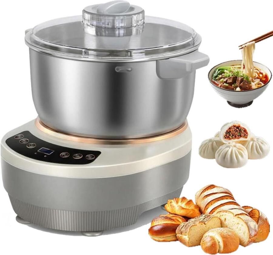Deegmixer Kneedmachine Keukenmachine Brood Pizza Bakken Thermostatische Fermentatie 7 Liter Capaciteit Zilver