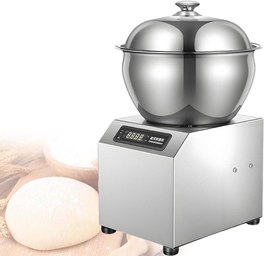 Deegmixer Kneedmachine Spiraal Brood Deeg Maken Dubbele Kneedarm 5 kg Zilver