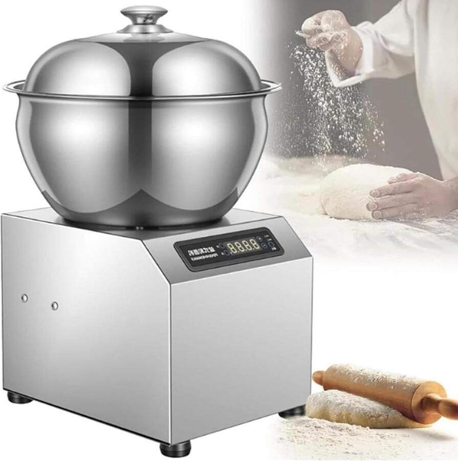 Deegmixer Kneedmachine Spiraalmixer Brood Bakken Dubbele Rotatie Technologie 5 kg Zilver