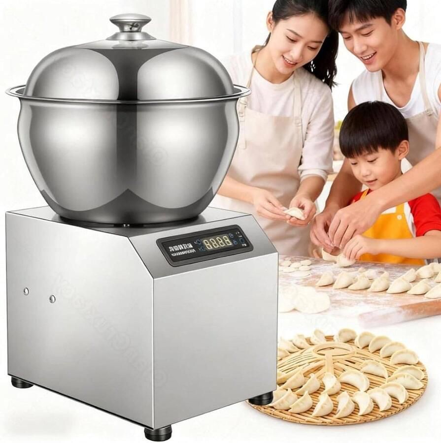 Deegmixer met Verwarming Deegkneder Bakkerij Brood Bakken Dubbele Spiraal Kneedtechnologie 5kg Capaciteit Zilver