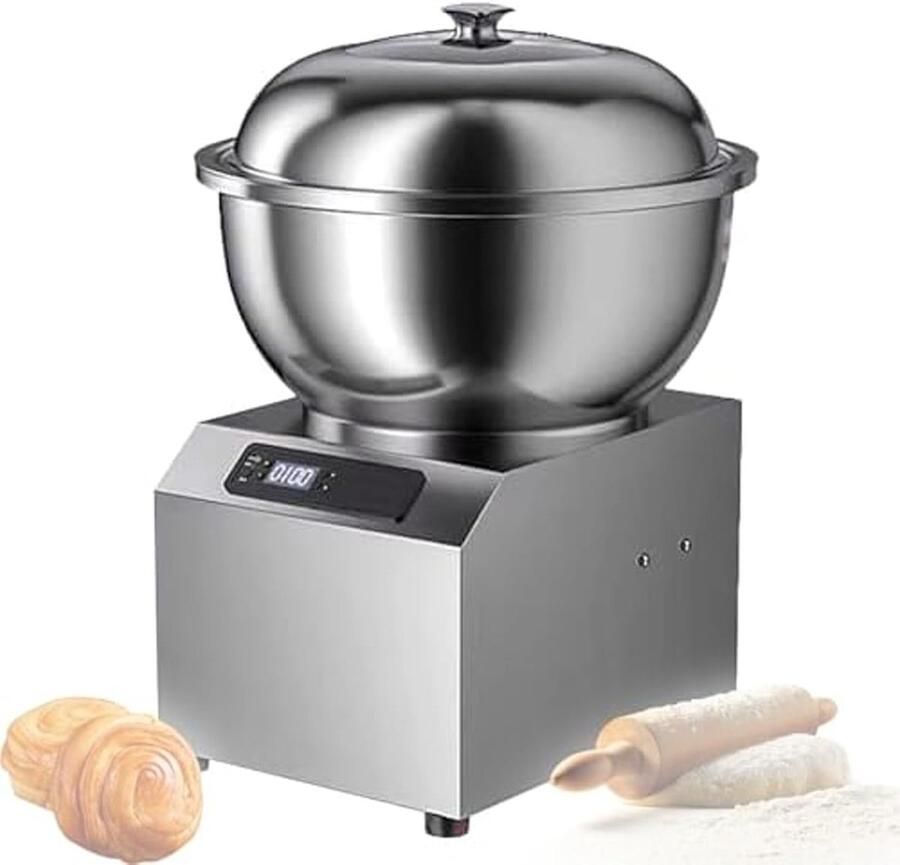 Deegmixer met Verwarming Elektrische Deegmaker Thuisbakken en Snacks Olievrije en Stille Motor 8L Capaciteit Zilver