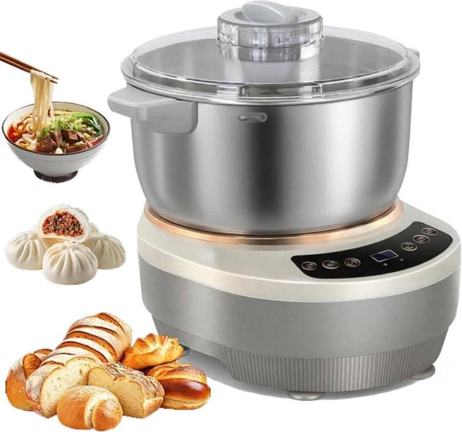 Deegmixer Standmixer Keukenmachine Brood Bakken Thermostatische Fermentatie 7L Zilverkleurig